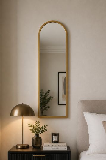 The Arcus - Gold Metal Framed Arched Wall Mirror 47" X 16" (120CM X 40CM)
