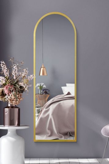 The Arcus - Gold Framed Arched Leaner/Wall Mirror 63" X 21" (160CM X 53CM)