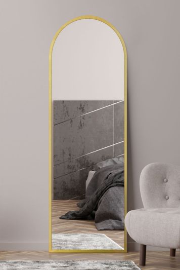 The Arcus - Gold Framed Arched Leaner/Wall Mirror 71" X 24" (180CM X 60CM)