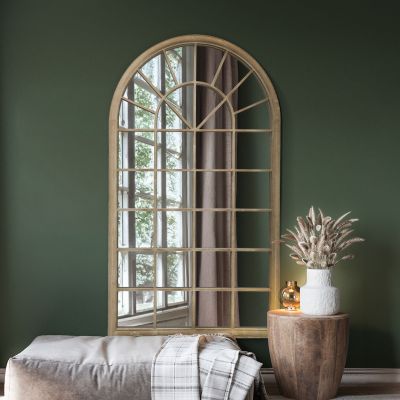 The Somerley - Large Country Arch Wall Mirror 71" x 40" (180x103cm) Sand Colour