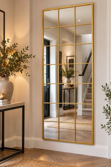 The Fenestra - Gold Modern Window Leaner / Wall Mirror 79" X 31" (200CM X 80CM)