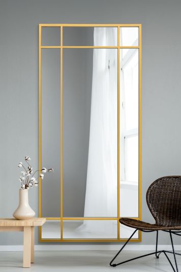 The Fenestra - Gold Contemporary Wall and Leaner Mirror 71" X 33" (180 x 85CM)