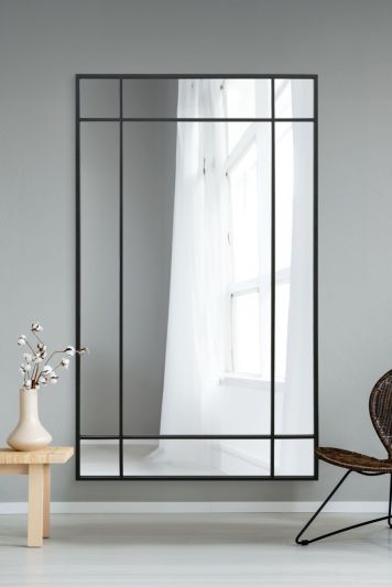 The Fenestra - Black Contemporary Wall and Leaner Mirror 79" X 47" (200 x 120CM)