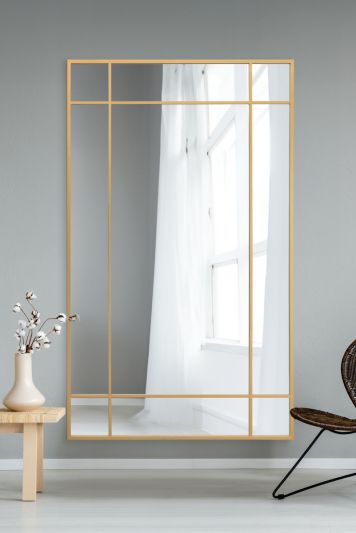 The Fenestra - Gold Contemporary Wall and Leaner Mirror 79" X 47" (200 x 120CM)