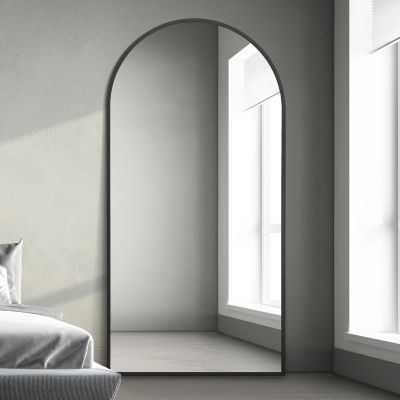 The Arcus - Black Framed Arched Leaner/Wall Mirror 79" X 39" (200CM X 100CM)
