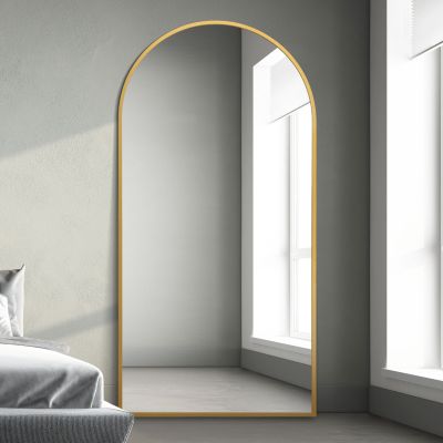 The Arcus - Gold Framed Arched Leaner/Wall Mirror 79" X 39" (200CM X 100CM)