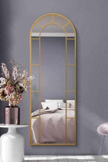 The Arcus - Gold Framed Arched Leaner/Wall Mirror 67" X 24" (170CM X 60CM)