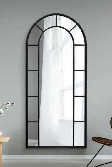 The Arcus - Black Framed Arched Leaner/Wall Mirror 75" X 33" (190CM X 85CM)