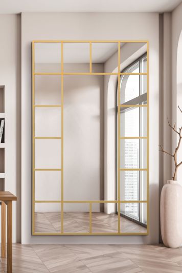 The Fenestra - Gold Modern Wall and Leaner Mirror 79" X 47" (200 x 120CM)