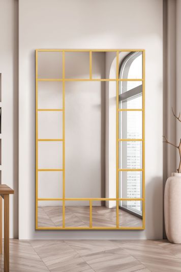 The Fenestra - Gold Modern Wall and Leaner Mirror 71" X 43" (180 x 110CM)