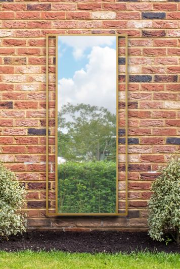 The Genestra - Gold Modern Wall & Leaner Garden Mirror 71"x 31" 180x80cm