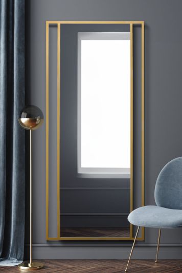 The Fenestra - Gold Modern Wall and Leaner Mirror 71" X 31" (180 x 80CM)