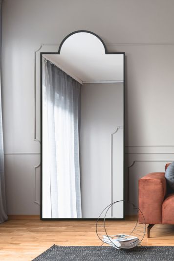 The Fenestra - Black Modern Wall and Leaner Mirror 75" X 33" (190 x 85CM)