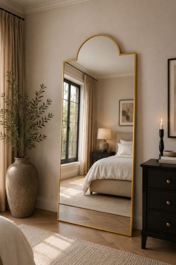 The Fenestra - Gold Modern Wall and Leaner Mirror 75" X 33" (190 x 85CM)