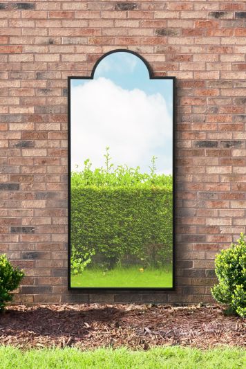 The Genestra - Black Contemporary Wall & Leaner Garden Mirror 67"x 29" 170x75cm