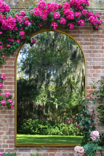 The Arcus - Gold Framed Arched Leaner/Wall Garden Mirror 75" x 47" (190x120CM)