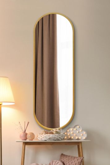 The Vultus - New Gold Metal Framed Double Arched Wall Mirror 63" X 22" (160CM X 55CM) Suitable for Inside and Outside!
