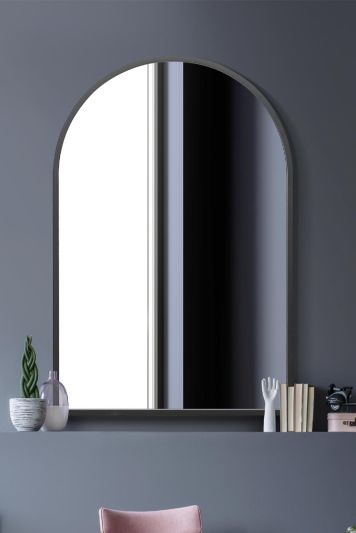 The Arcus - Black Metal Framed Arched Wall Mirror 47" X 31" (120CM X 80CM). Suitable for Inside and Outside.