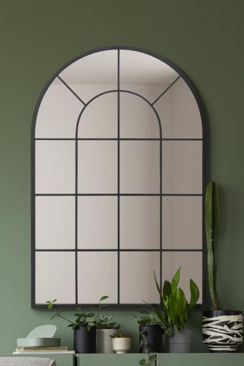 The Arcus - Black Framed Arched Window Leaner/Wall Mirror 47" X 31" (120x80CM) Suitable for Inside and Outside!