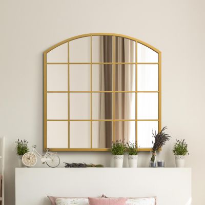The Arcus - Gold Framed Arched Window Leaner/Wall Mirror 39" X 39" (100x100CM) Suitable for Inside and Outside!