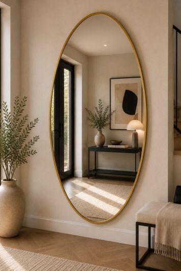 The Ovale - New Gold Metal Framed Oval Wall Mirror 71" X 39" (180 x 100CM)