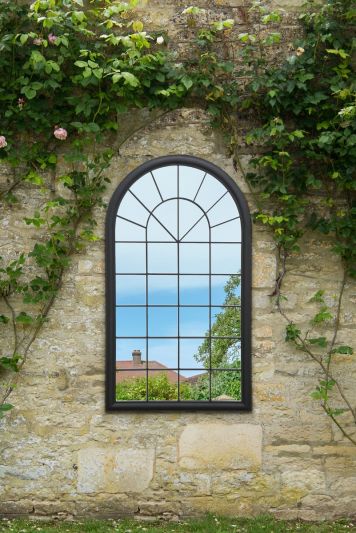 Somerley Country Arch Large Black Garden Mirror 129 x 76cm 4ft3 x 2ft6