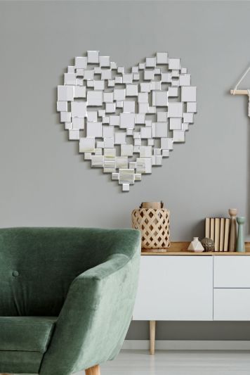 Love All Glass Collage Heart Wall Mirror 80 x 80 CM