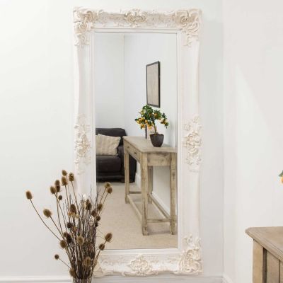 Stratford Aged White Ornate Extra Large Wall/Leaner Mirror 6ft x 3ft 183 x 91cm