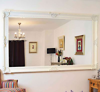Debussy White Antique Design Large Wall Mirror 241 x 147 CM