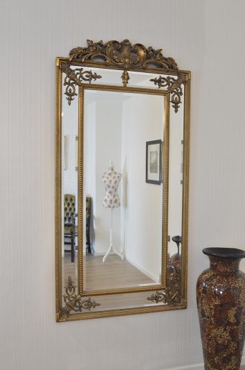 Hardy Gold Ornate Antique Design All Glass Leaner Mirror 183 x 91 CM