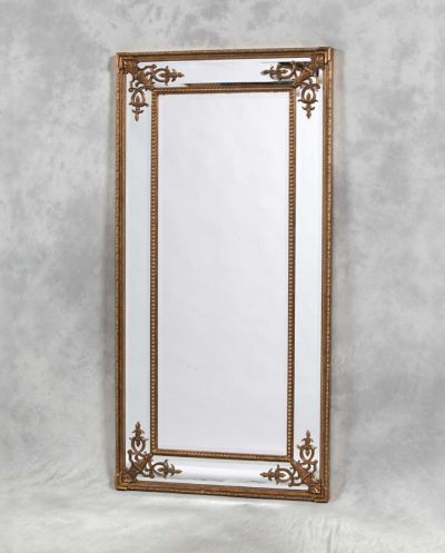 Hardy Gold Ornate Design All Glass Leaner Mirror 183 x 91 CM