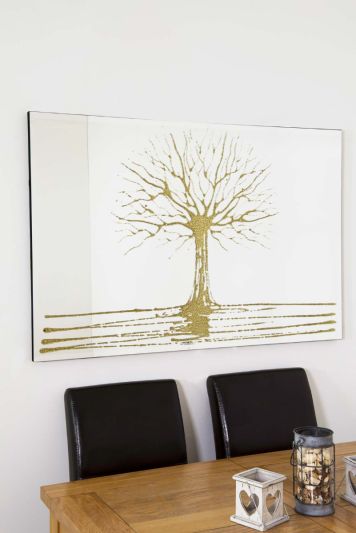 Marinot Gold Glitter Tree Frameless Decorative Mirror 120 x 80 CM