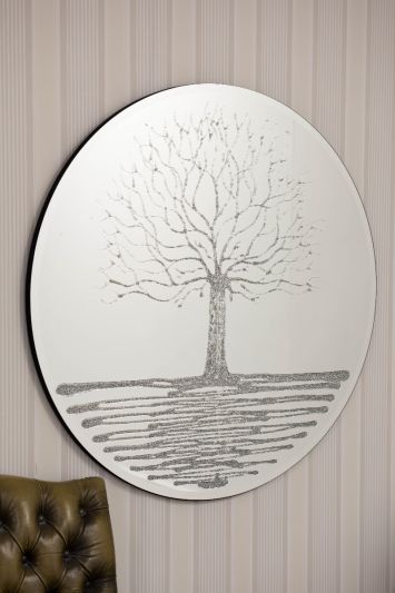 Marinot Glitter Tree Frameless Decorative Round Mirror 100 x 100 CM