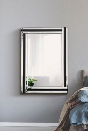 Dalton Black All Glass Wall Mirror 100 x 70 CM