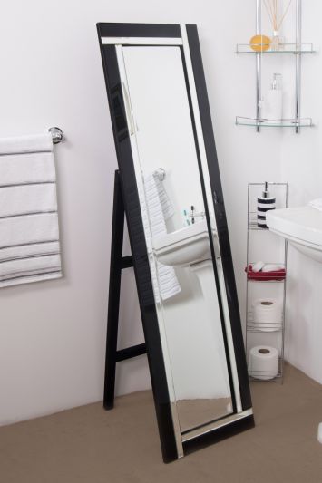 Modern Black Mirror Free Standing Cheval Bathroom Mirror 5Ft X 1Ft3 150 X 40cm