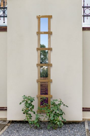 The Trellis Garden Mirror - Large Wooden Wall Fence or Leaner Mirror 71" X 12" (179.5CM X 29.5CM). Scandinavian Red Wood