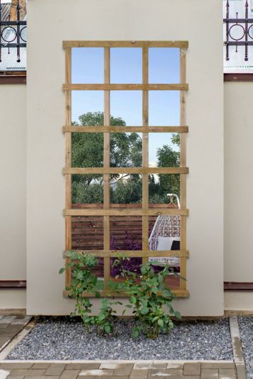 The Trellis Garden Mirror - Large Wooden Wall Fence or Leaner Mirror 71" X 35" (179.5CM X 89.5CM). Scandinavian Red Wood
