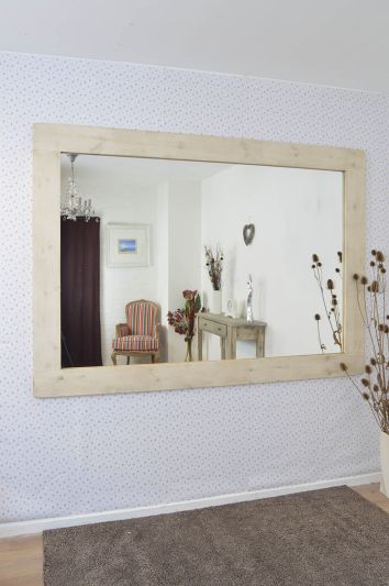 Farmhouse Light Natural Wood Extra Large Wall Mirror 213 x 152 CM