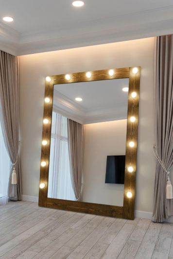 Hollywood Farmhouse Wood Light Up Extra Large Wall/Leaner Mirror 213 X 149CM