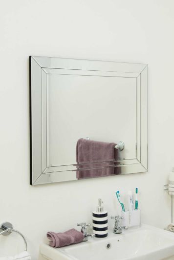 Welwyn All Glass Double Edge Bathroom Mirror 68 x 58 CM