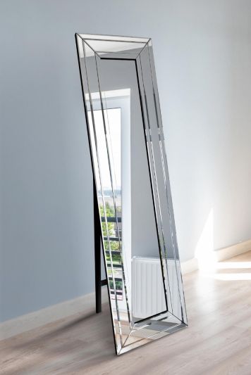 New Triple Bevel Large Modern Venetian Cheval Free Standing Mirror 5Ft X 1Ft3 (150 X 40cm)