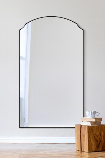 The Curva - New Black Edged Dual Arch Curved Edge Leaner and Wall Mirror 63"x35" (160cm X 90cm) Inset Premium Mirror Glass
