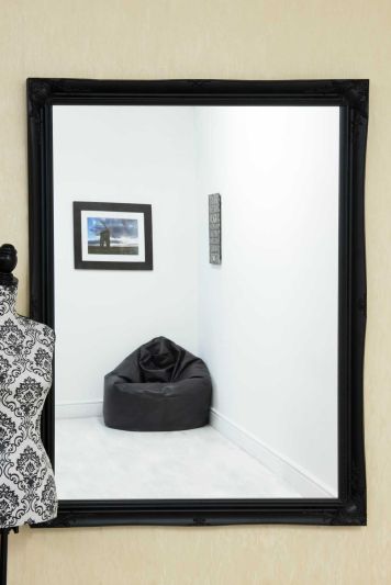 Hamilton Black Shabby Chic Design Wide Wall Mirror 137 x 107 CM