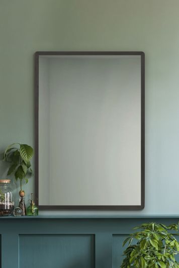 The Naturalis - Solid Black Oak Rounded Corner Wall Mirror 39" X 27.5" (100CM X 70CM) Scandinavian 'Scandi' Inspired.