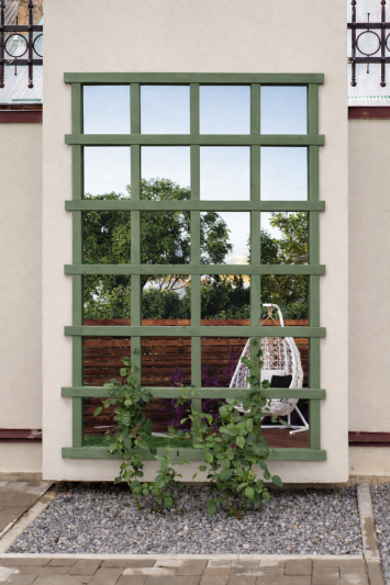 Large Handmade Trellis Garden Mirror 180cm x 119cm – Outdoor Wall Mirror in Dulux Green Glade | Made in UK