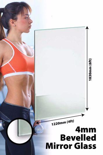 Circuitt Safety Backed 4mm Sheet Mirror Glass Bevelled 183 x 122 CM