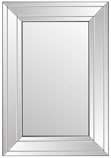 Langley All Glass Modern Bevelled Wall Mirror 100 x 70 CM