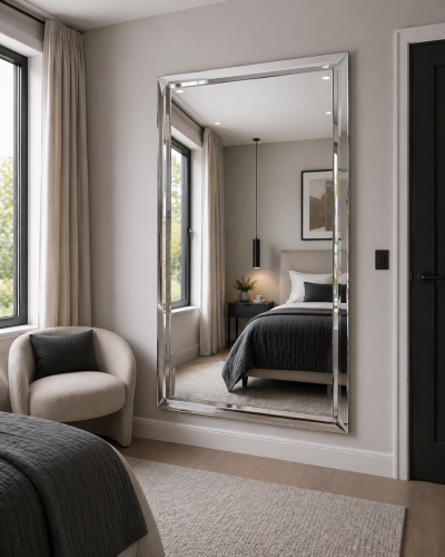 Sheringham All Glass Modern Full Length Leaner Mirror 172 x 111 CM