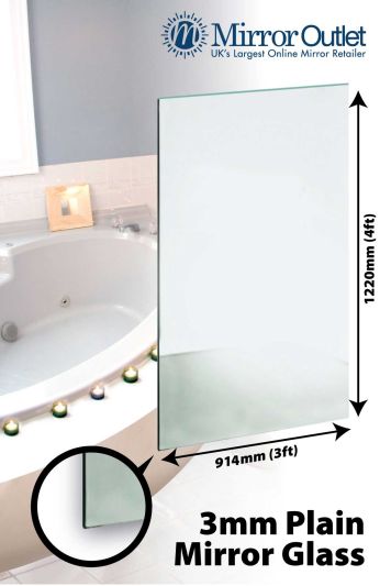 Large Batroom Mirror Glass 3mm Thick Value 3Ft X 4Ft 91.5cm X 122cm