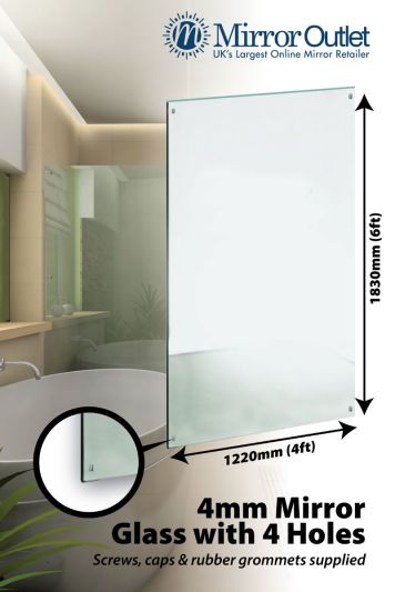 Large Bathroom Mirror Glass With 4 Holes 6ft X 4ft 183cm X 121cm